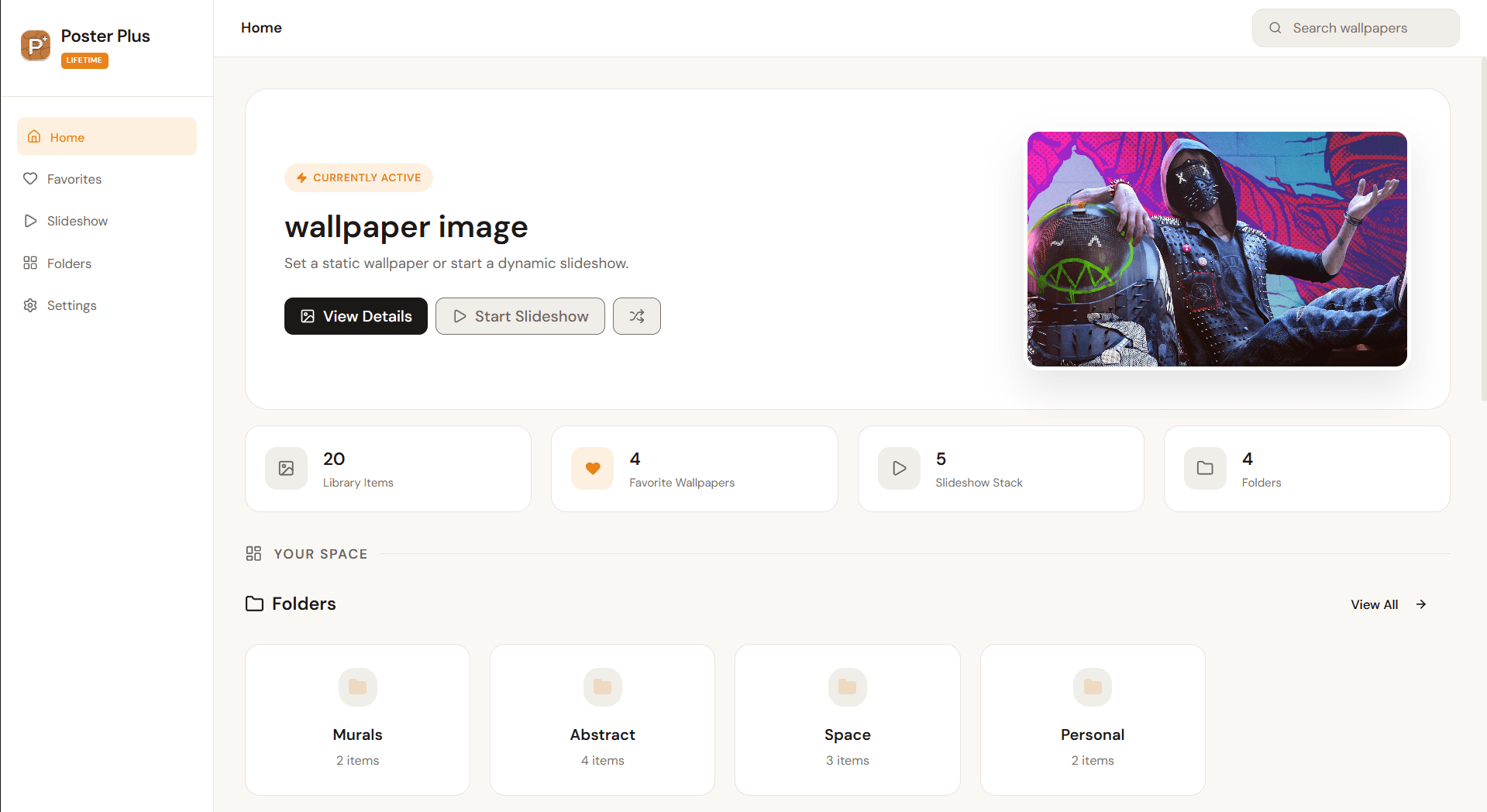 Poster App Interface Dashboard